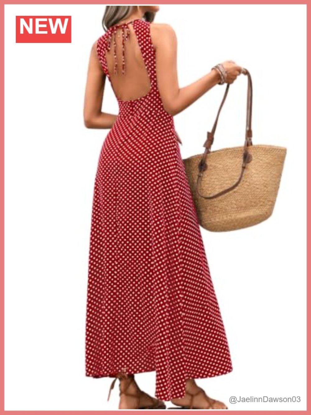 ChiaoLezhee Polka Dot Maxi Dress Halter Backless Flowy Summer